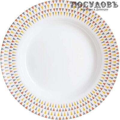 Luminarc Trigone P0721 тарелка глубокая, стекло упрочненное, цвет белый с рисунком, Ø220 мм, Франция 1 шт.