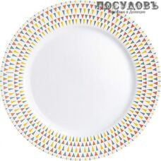 Luminarc Trigone P0356 тарелка обеденная, стекло упрочненное, цвет белый с рисунком, Ø265 мм, Франция 1 шт.