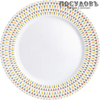 Luminarc Trigone P0356 тарелка обеденная, стекло упрочненное, цвет белый с рисунком, Ø265 мм, Франция 1 шт.