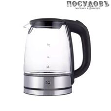 BQ KT1834G электрочайник, 2200 Вт, 1700 мл, стекло термостойкое, сталь-черный