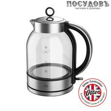 BQ KT1845G электрочайник, 2200 Вт, 1700 мл, стекло термостойкое, сталь-черный