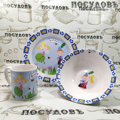 Коралл Бен и Холли2 TSET3B-H2 набор детский, керамика, в подарочной упаковке 3 пр.