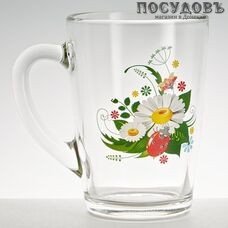 ОСЗ 1334/126 кружка 300 мл, стекло, прозрачная с рисунком Ромашка, Россия