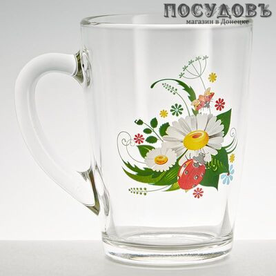 ОСЗ 1334/126 кружка 300 мл, стекло, прозрачная с рисунком Ромашка, Россия