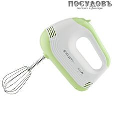 Scarlett SC-HM40S15 миксер ручной, 400 Вт, 5 скоростей, цвет белый с зеленым