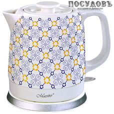 Maestro MR-068 электрочайник, 1200 Вт, 1 500 мл, керамика, цвет белый с рисунком, гарантия 1 год