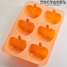 Alpenkok Яблоки AK-6143S, прямоугольная форма для выпечки кексов, 6 формочек, силикон, 260×173×40 мм
