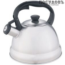 Webber BE-0577 чайник со свистком, 2 л, сталь нержавеющая, цвет: сатин, Россия, в упаковке