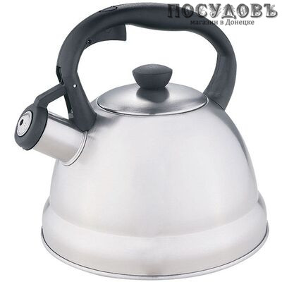 Webber BE-0577 чайник со свистком, 2 л, сталь нержавеющая, цвет: сатин, Россия, в упаковке
