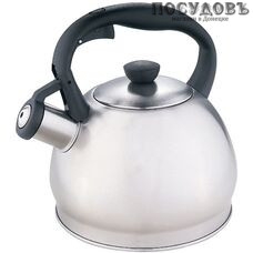 Webber BE-0578 чайник со свистком, 2 л, сталь нержавеющая, цвет: сатин, Россия, в упаковке