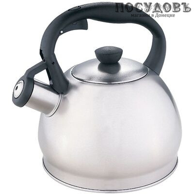 Webber BE-0578 чайник со свистком, 2 л, сталь нержавеющая, цвет: сатин, Россия, в упаковке