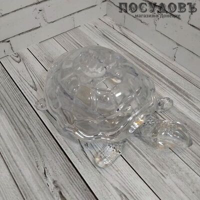 КНР Черепаха HY-1809 конфетница с крышкой, стекло, в подарочной упаковке 1 к-кт.