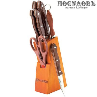 Maestro Rainbow MR-1406 ножи в наборе (5 ножей; мусат; ножницы кухонные; подставка), сталь нержавеющая, 8 пр.