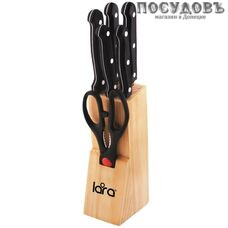 LARA LR05-53 ножи в наборе (5 ножей; ножницы кухонные; подставка), сталь нержавеющая, 7 пр.