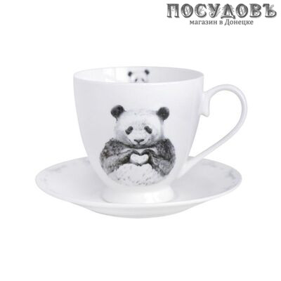 Quinsberry Panda YQ2106CS чайная пара, 440 мл, фарфор, в подарочной упаковке 2 пр.