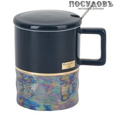 Коралл Happiness 2570030 кружка подарочная с крышкой и ложкой, 380 мл, фарфор, в подарочной упаковке