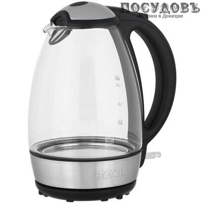 Tefal KI-720830 электрочайник, 2400 Вт, 1700 мл, стекло термостойкое, подсветка, цвет черный