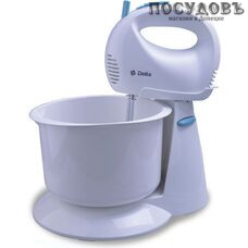 Delta DL-5067С миксер с чашей 2 л, 300 Вт, 5 скоростей, цвет белый с голубым