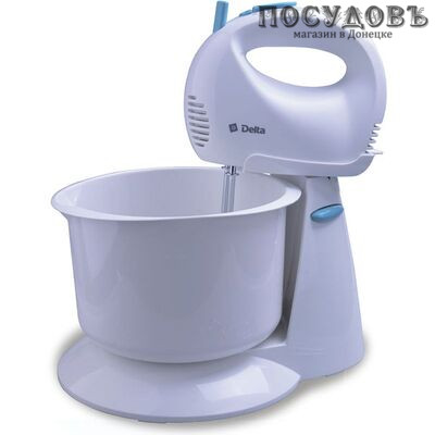 Delta DL-5067С миксер с чашей 2 л, 300 Вт, 5 скоростей, цвет белый с голубым
