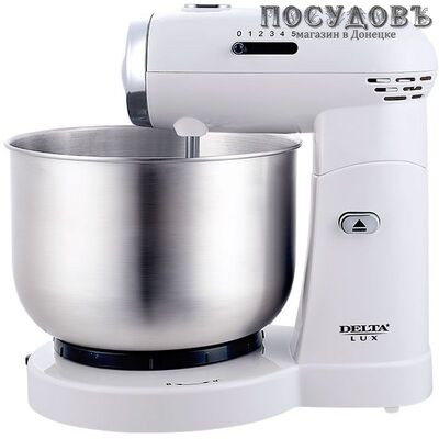 Delta Lux DL-5074C миксер с вращающейся чашей 3,5 л, 600 Вт, 5 скоростей, цвет белый