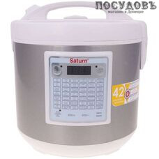 Saturn MC9209 steel мультиварка 850 Вт, программы 42, чаша керамическое покрытие 5 л, цвет стальной