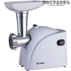 Delta DL-6102M мясорубка электрическая с насадками 1800 Вт 1 скорость, реверс есть, 1,8 кг/мин, корпус пластик, цвет белый