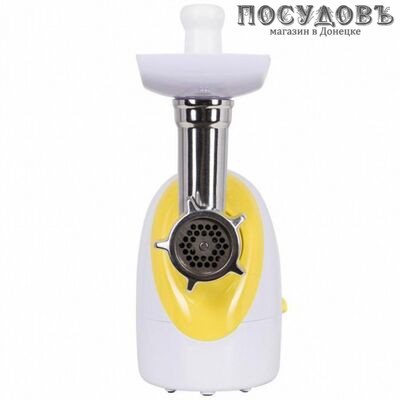 Saturn FP8091 мясорубка электрическая 1200 Вт, 1 скорость, реверс есть, цвет белый с желтым
