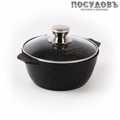 Мечта Гранит Black 42802 кастрюля с крышкой 2,0 л, алюминий литой, гранитное покрытие Greblon 4 слоя
