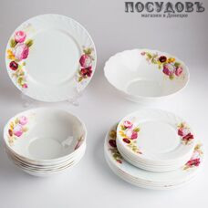 Teropal Красный пион 0019М/37SK сервиз столовый, стеклокерамика, Испания, в упаковке 19 пр.