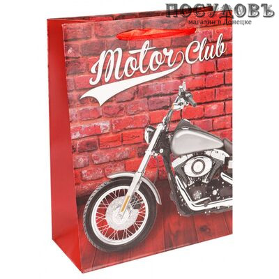 Dream cards Крутой мотоцикл и красная стена ПКП-3440 пакет подарочный, 240×180×85 мм, бумага, матовая ламинация
