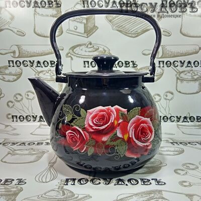 КМК 42104-132/6 чайник, 3,5 л, сталь эмалированная, цвет: коричневый с рисунком, 1 шт.