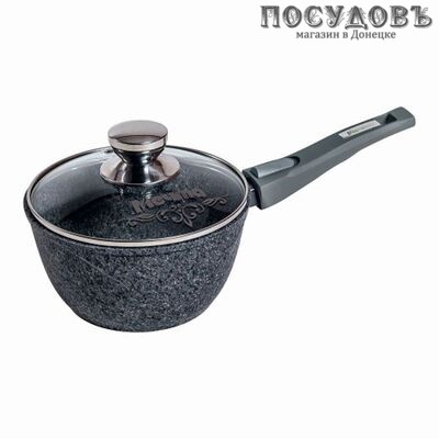 Мечта 082901 Premium Grey ковш с крышкой 1,7 л алюминий литой, гранитное покрытие, съемная ручка