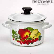 КМК Вкус лета 41704-102/6-У4 кастрюля с крышкой, белый с рисунком, сталь эмалированная, 2,0 л, Ø180×95 мм, 2 пр.