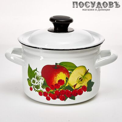 КМК Вкус лета 41704-102/6-У4 кастрюля с крышкой, белый с рисунком, сталь эмалированная, 2,0 л, Ø180×95 мм, 2 пр.