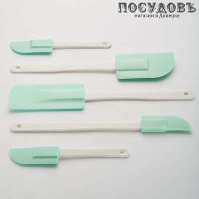 Webber BE-0362, лопатки кондитерские в наборе, пластик, цвет мятный, на блистере 5 пр.