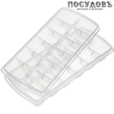 Plast Team PT1809НАТ-12PN формы для льда в наборе, 12 ячеек, натуральный, 2 шт.