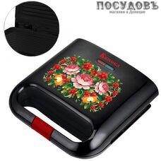 Василиса Жостово ВА-207 сэндвичница-гриль 215×125 мм, 700 Вт, цвет черный с красным