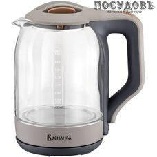Василиса ВА-1026 электрочайник, 2000 Вт, 1800 мл, стекло термостойкое, подсветка, цвет серый