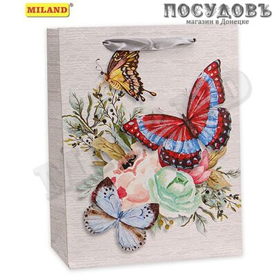 Dream cards Нежные бабочки ПП-4203 пакет подарочный, 420×310×120 мм, бумага, матовая ламинация