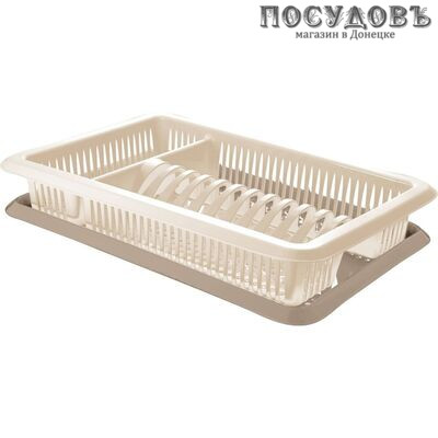 Giaretti Bono GR1563СЛ сушилка для посуды с поддоном, 480×305×170 мм, полипропилен, цвет сливочный крем