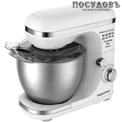 Viconte VC-363 миксер планетарный 5,0 л, 900 Вт, 7 скорости, цвет белый с серебристым
