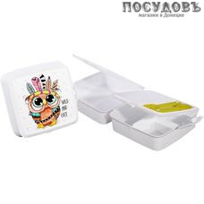 Эльфпласт Bento 487 ланч-бокс вилка столовая, ложка столовая, полипропилен, 150×150×90 мм 3 пр.