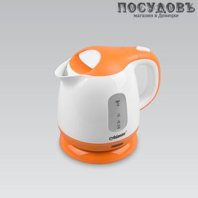 Maestro MR-012 электрочайник, 1100 Вт, 1000 мл, пластик, цвет белый с оранжевым