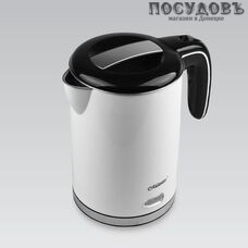 Maestro MR-030 электрочайник, 1500 Вт, 1200 мл, двойной нержавейка/пластик, цвет белый