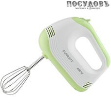 Scarlett SC-HM40S15 миксер, 400 Вт, 5 скоростей, цвет белый с зеленым