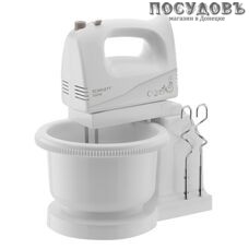 Scarlett SC-HM40B03 миксер с вращающейся чашей 2,0 л, 500 Вт, 5 скоростей, цвет белый