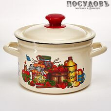 КМК 41704-122/6-У4 кастрюля с крышкой, слоновая кость, сталь эмалированная, 3,0 л, Ø200 мм, 2 пр.
