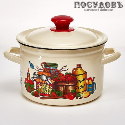 КМК 41704-122/6-У4 кастрюля с крышкой, слоновая кость, сталь эмалированная, 3,0 л, Ø200 мм, 2 пр.