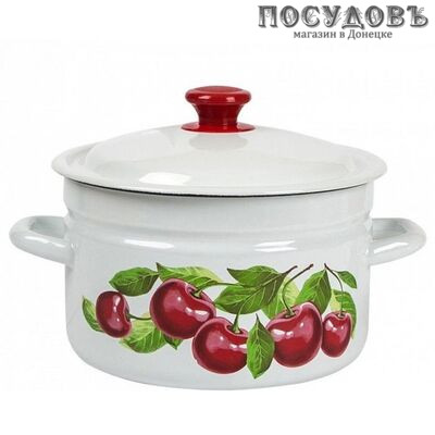 КМК 41804-162/6-У4-СА кастрюля с крышкой, белый с рисунком, сталь эмалированная, 5,0 л, Ø230×130 мм, 2 пр.