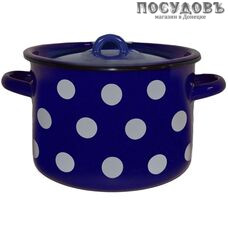 СтальЭмаль Горошки-2 4015M2SS023612 кастрюля с крышкой, сталь эмалированная, 1,5 л, Ø150×100 мм